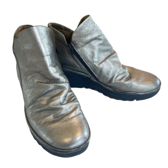 Fly London Shoes - Fly London EU 41 Gold Metallic Weso Boots Booties | Leather Upper